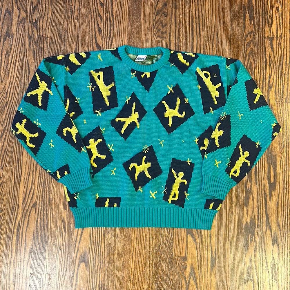 Vintage 90s Disco Dancing Knit Sweater